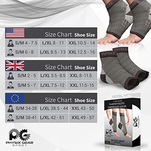Physix Gear Sport Fascitis Plant Socks, Best Compression Stockings for Men and Women to Relieve Foot Pain Compression Socks Improve Circulation, 1 Pair, L/XL, — view 2