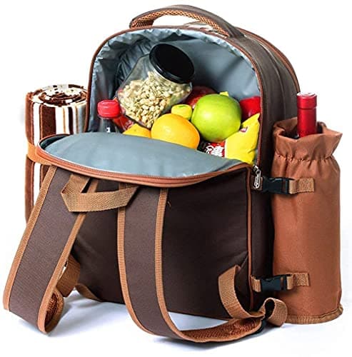 Hap Tim luxury 4 Person Picnic Backpack Picnic Rucksack Bag Hamper with Insulated Cooler Compartment includes Tableware & Fleece Blanket(EU3065) — view 3