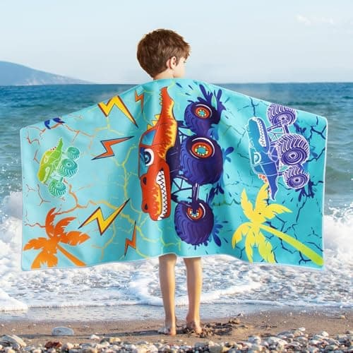 WERNNSAI Monster Microfibre Beach Towel for Kids, 76 x 150cm Bath Towel