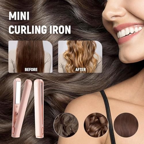 2026 New Mini Dual Purpose Curling Iron, 2 in 1 Mini Curling Wand and Flat Iron, 10s Fast Heating Hair Curler for Short Hair, Portable Curling Tongs Travel Size (Green) — view 6