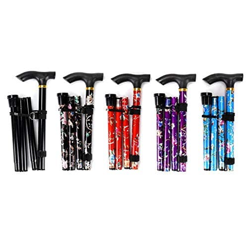 KAV Walking Stick, Easy Adjustable Height Folding Extendable Walking Cane, Lightweight Flexible and Durable Walking Aid Mobility Aid Collapsible Walking Stick (Black) — view 4