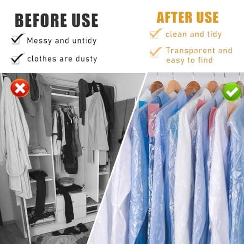 30 Pack Plastic Dry Cleaning Bags Clear Garment Bags for Hanging Clothes 3 Sizes Clothes Covers Dust-proof Clothing Protector Covers for Coat Shirt Jacket — view 6