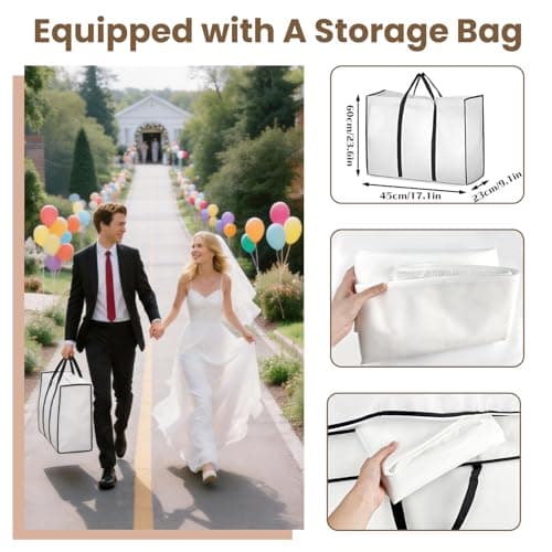 70" Wedding Dress Bag with Bride Tote Bag Covers Garment Bags with 3 Pockets and ID Slot Suit Carriers for Ball Gowns & Bridal Dress Dustproof Dress Carriers for Women Dancers Travel,White — view 4