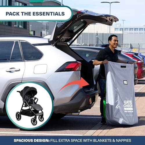 Bramble - Large Stroller Bag Cover for Airplane - Pushchair & Pram Bag for Airplane Travel - Water Resistant Protective Transport Bag for Buggy Gate Check (Grey) — view 3