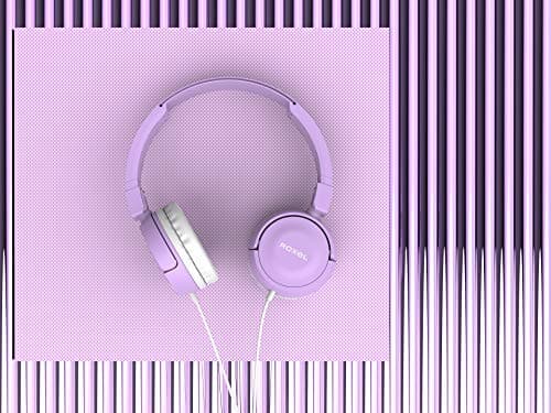 Roxel RX110 Lightweight Wired Foldable Headphones with Mic & Volume Control, On-Ear Headphones, Ergonomic Design, Answer Incoming Calls, Compatible with Android and IOS Devices (Purple) — view 4