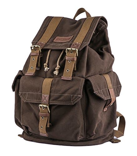 GOOTIUM Canvas Backpack - Vintage Outdoor Rucksack Travel Day Pack, Coffee — view 4