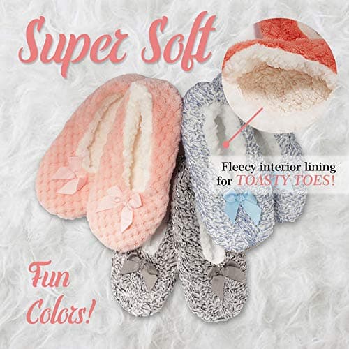 BambooMN Adult Super Soft Warm Cozy Fuzzy Soft Touch Sleeper Slippers Non-Slip Lined Socks – Grey – X-Large (UK Size 8-9) — view 4