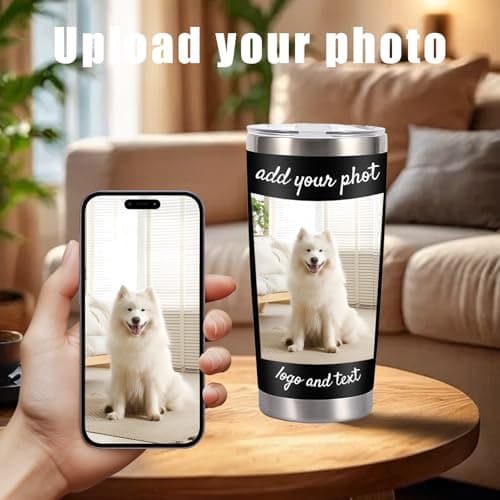 Personalized Photo Tumbler 20oz, Custom Stainless Steel Coffee Mug with Picture & Text, Double-Wall Insulated Travel Cup, Custom Gift for Christmas, Birthday, Anniversary, Mother’s Day, Father’s Day — view 2