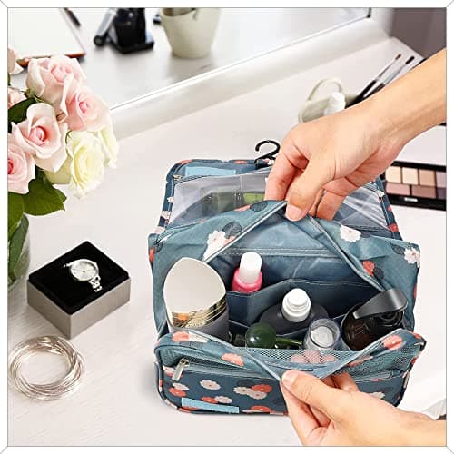 PATILWON Hanging Wash Bag Toiletry Bag for Women - Foldable Washbag Cosmetics Toiletries Organizer, Waterproof Wash Bag for Female Girls and Kids Travel — view 5