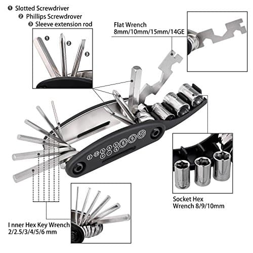Oumers Multi-Function Bike Bicycle Cycling Mechanic Repair Kit with 3pc Bike Tire Lever 5pc Tyre Patches 1pc Tire Rasp Work Bag — view 3