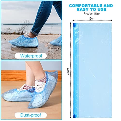 flintronic 40PCS PE Plastic Shoe Covers, Disposable Shoe Covers, Eco-Friendly Shoe Covers, Waterproof Non-slip Dust Covers, Suitable for Keeping Shoes/Floors/Carpets Clean and Tidy-20 Pairs/Blue — view 2