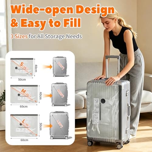 Vacuum Storage Bags, 9‑Pack Reusable Travel Vacuum Bags with Wireless Pump, 3 Sizes Space-Saving Vacuum Pack Bags for Clothes,Holiday Travel Essentials — view 3