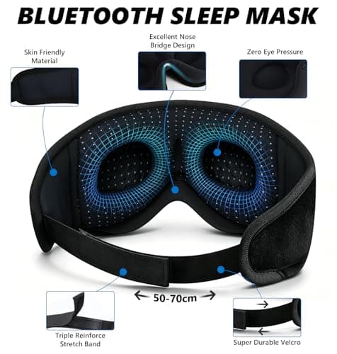 KARFUN Eye Mask with Bluetooth Headphones, 100% Blackout 3D Sleep Headphone — view 4