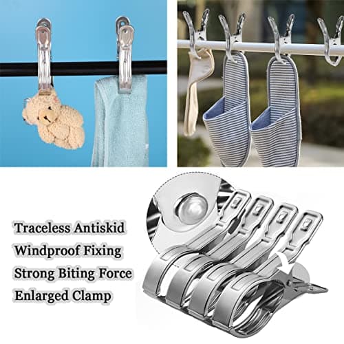 8 Pack 12cm Stainless Steel Beach Towel Clips, Silver — view 6