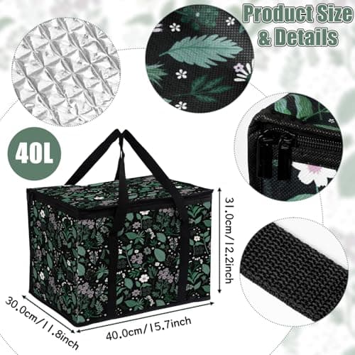 GwaOery Cooler Bag 40L Insulated Picnic Thermal Food Delivery Bag (Flower2) — view 2