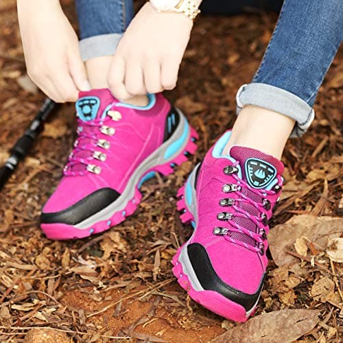 Waterproof Womens Walking Shoes Anti Slip Lightweight Outdoor Sports Trainers Breathable Comfort Travel Climbing Trekking Sneakers Hot Pink — view 3