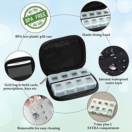Serfeymi Weekly Pill Box Organiser Travel Tablet Medicine Organiser 7 Day — view 4