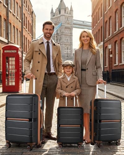 British Traveller Medium Suitcase, Lightweight Hard Shell Luggage — view 2