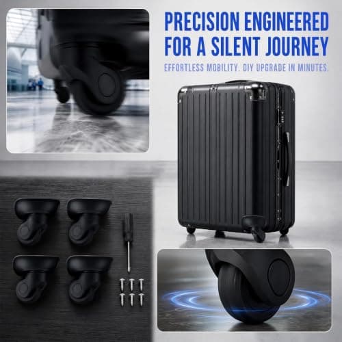 2PCS Luggage Wheels Replacement, Multi-functional Luggage Wheel Replacement, Spare Spinner Caster for Suitcase, with Screws and Phillips Screwdrivers, for Hard Shell Travel Suitcase Repair — view 3