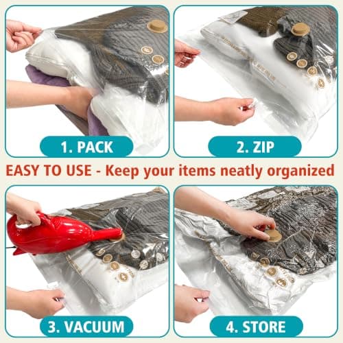 Storage Master Space Saver Bags for Travel and Home Reusable Vacuum Storage Bags Save 80% More Storage Space (15 Combo, No Pump Included) — view 4