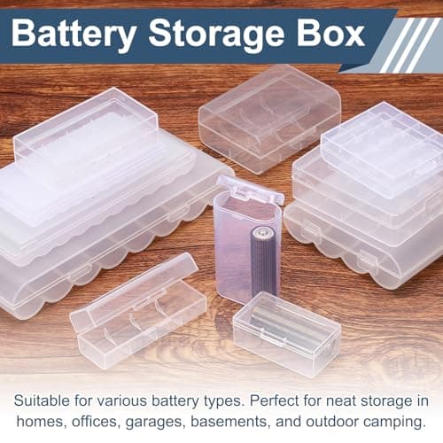sourcing map Battery Organizer Storage Box, 2 x 18650 Batteries Plastic Clear Battery Storage Case Holder Garage Container Portable Organizer for Travelling, Home, Office, Garage (Pack of 2) — view 5