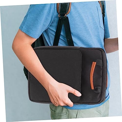 Lurrose Laptop Sleeve Tablet Case Portable Shockproof Sleeve with Adjustable Strap for 13.3" Tablet and Laptop Lightweight Polyester Bag for Travel and Commuting in Charcoal Gray — view 2