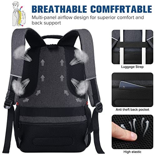 Backpack for Men, Teenager Boys School Backpack for 15.6 inch (39.6 cm) Laptop, Backpack for Work, Waterproof Business Daypacks, with USB Charging Port, 35 L, Black 2, 15,6 Zoll — view 4