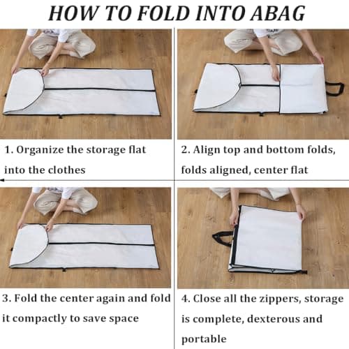 Long Dress Bags Covers, Foldable Dress Bag, Garment Bags with Clear Window Zipper, Dust-Proof Clothes Covers for Home Storage for Coat, Jacket, Clothes (White) — view 4