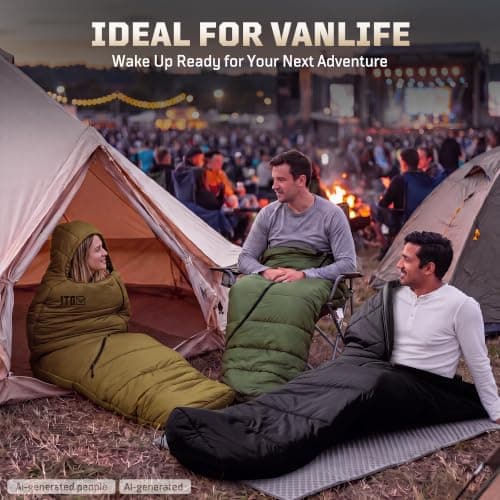 3–4 Season Sleeping Bag for Adults (Comfort 0°C-5°C) – Fits up to 185cm (6'1") Lightweight, Water-Resistant Mummy Sleeping Bag with Hood, Compact Compression Sack for Camping & Hiking — view 5