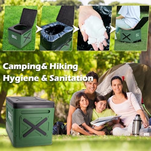 Foldable Portable Toilet for Camping & Travel – Heavy Duty 150kg Capacity, PP-ABS Collapsible Toilets Stool with Storage Bag, Waste Bags & Solidifier – Emergency Toilet for Car, RV, Fishing, Outdoor — view 6