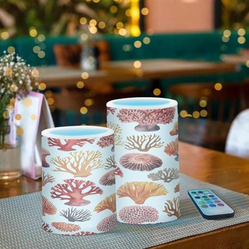 xigua Flameless Candles, Cute Sea Corals Flickering LED Candles,2 Pack Battery Operated Candle with 18-Key Remote or Wedding, Table, Halloween, Christmas Decor — view 6