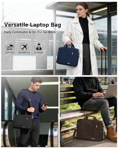 Ferkurn Laptop Bag Case for Women Men, Messenger Briefcase Computer Bag with Shoulder Compatible with Macbook Pro/Air, XPS Latitude, HP Pavilion, ASUS, Acer, Samsung, Blue, 15 15.6 16 Inch — view 2