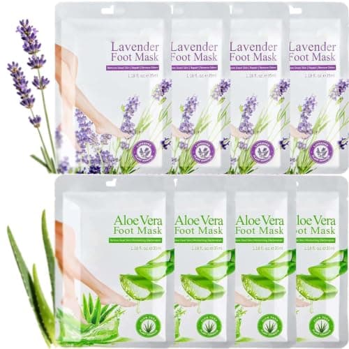 Foot Peel Mask 8 Pack Lavender Aloe Exfoliating Foot Care Socks