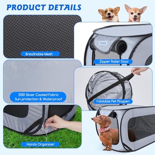 Nobleza Portable Pop-Up Pet Playpen with Sun Protection Waterproof — view 3