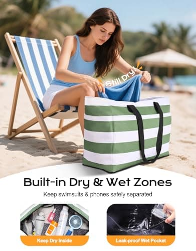 CIRYCASE Beach Bag with Cooler, 54L Extra Large Beach Bags for Women — view 6