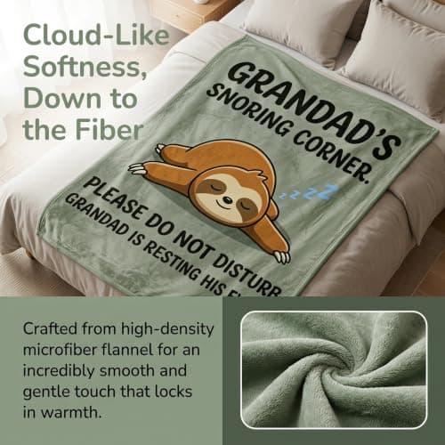 Funny Grandad Gifts from Grandchildren, Cozy Sloth Blanket for Grandparents, Grandpa Birthday Presents from Grandkids, Personalised Gift for Grampy From Grandson Granddaughter on Christmas, 50 x 60 in — view 3