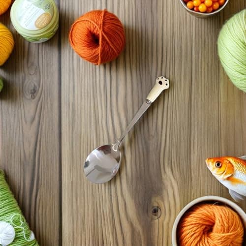Parliky 20PCS Stainless Steel Pet Food Spoon with Cute Cat Design Ergonomic Scoop for Dogs Cats Precise Wet Dry Food Travel-friendly Feeding Utensils for Puppy Kitten — view 4