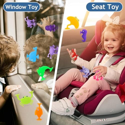 Suction Toys, Kids Building Toys for 3 Year Olds, 10Pcs Baby Sensory Sucker Toys,Toddler Travel Window Stress Release Game,Infant Birthday for 4 5 6 7 Years Old Boys Girls — view 5