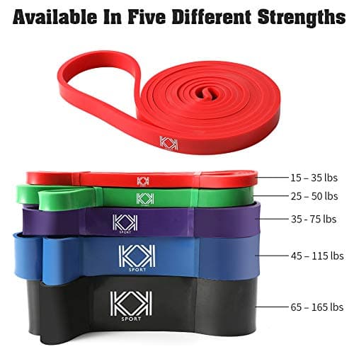 KK Resistance bands for men and women fitness band (15 – 35 lbs) pull up resistance bands Suitable for home, gym workout exercise flexibility and strength training. (Red: 15 – 35 lbs) — view 5
