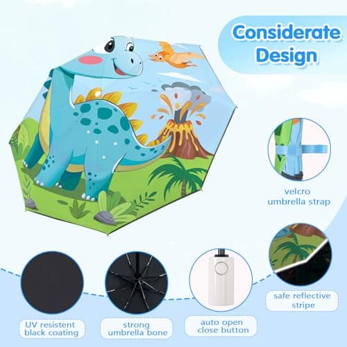 Dinosaur Kids Folding Umbrella, Windproof Automatic Travel Umbrella for Boy — view 5