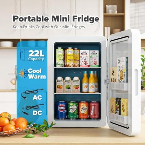 MoraRise 22L Mini Fridge, 28Cans Portable Cooler & Warmer Small Fridge — view 2