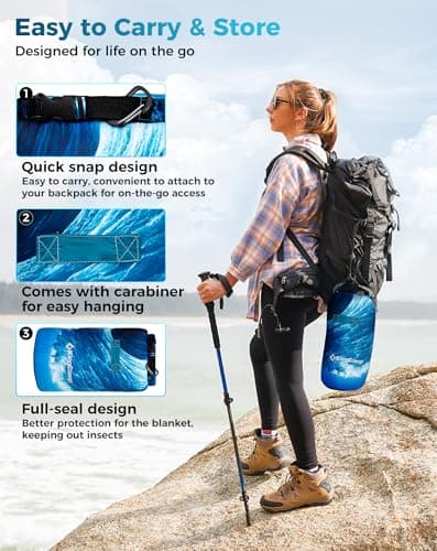 KingCamp Camping Blanket, Lightweight Warm Multifunctional, Seawave — view 6
