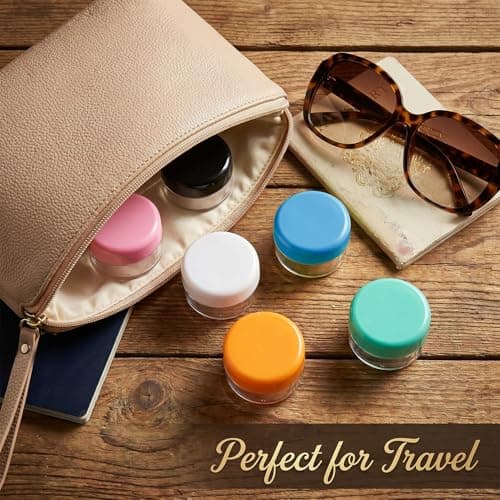 12 Pcs Sample Pots 5 Gram Travel Pots for Toiletries Travel Cream Pots Clear Empty Cosmetic Containers Sample Containers with Lids Mini Spatulas for Face Creams Sample Make-Up Glitter Nail Art Storage — view 5