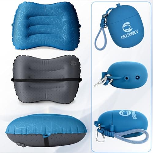 Crisonky Camping Pillow, Inflatable Pillow with 2-in-1 Air Pump Storage Bag — view 5