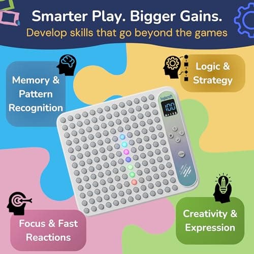 Logicraft Smart Playpal 17-in-1 Screen-free Electronic Handheld Game for Ages 4+ | Smart AI Opponent, 1–2 Players, 169 Touch Lights | USB‑C Rechargeable | Travel Game for Kids and Adults — view 6