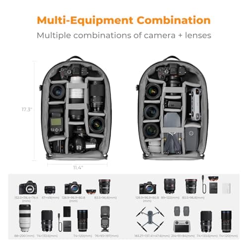 K&F CONCEPT Camera Backpacks for Photographers Travel Bag for Tripod Camera Lence Accessory with laptop compartment and Rain Cover Waterproof Multi-Functional Camera Bags for Dslr Cameras — view 4