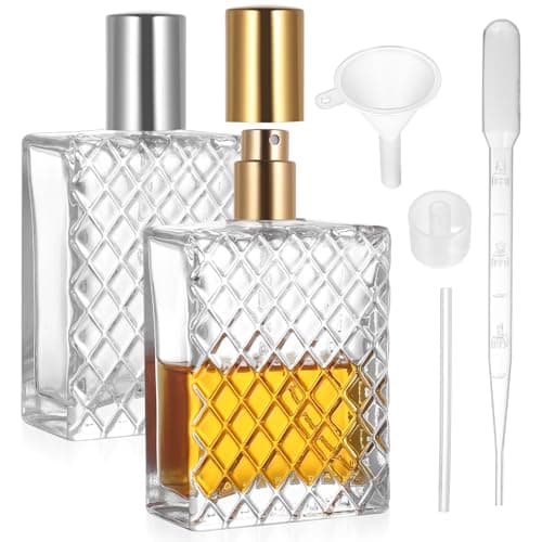 BieMian 2 Pcs Refillable Glass Perfume Bottles 100ml with Funnel & Dropper