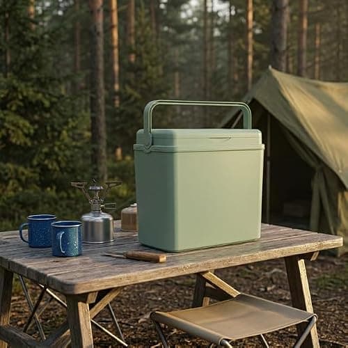 URBNLIVING 24L Cooler Box, Insulated Plastic Ice Box with Air Tight Locking Lid & Fold Away Handle, Durable Portable Food & Drinks Storage for Camping Picnic Beach BBQ — view 5