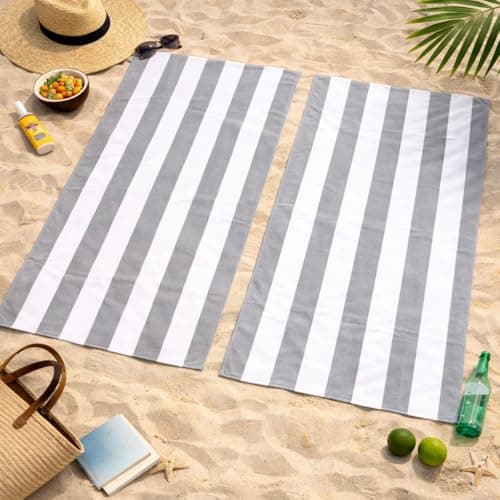 Adore Home Cabana Microfibre Beach Towels 2 Pack 80x160cm - Grey — view 2
