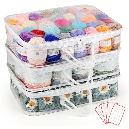 Coopay 3pcs Clear Yarn Storage Organiser, Wool Storage Bag, White
